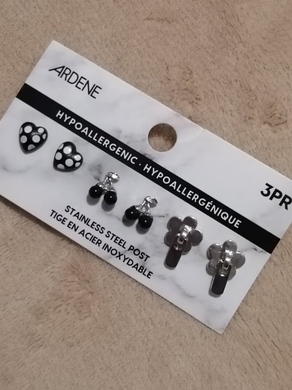 🔱 3/12 🇨🇦 Ardene Black & Silver Hypoallergenic Earring Set